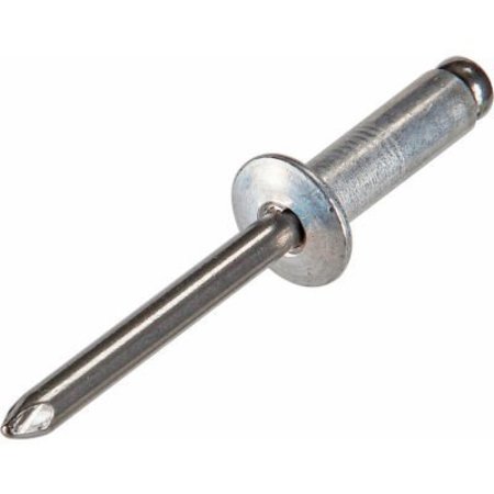 TITAN FASTENERS Pop Blind Rivet - 1/8 x 4-2 - Button Head - Up to 1/8in Grip - Stainless Steel /Steel - Pkg of 500 JLDGSMD42SS